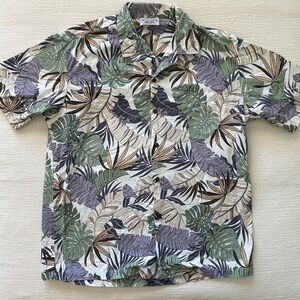 Men’s Hawaiian Shirt Pacific Legend Large Palm Leaf Banana Leaf Made in Hawaii